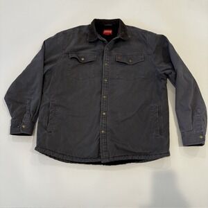 Coleman Sherpa Lined Jacket Canvas Workwear Camping Outdoor Gray W/ Corduroy XL